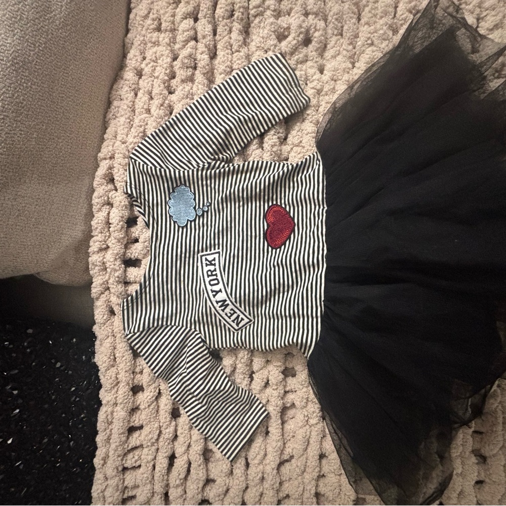 Bloomingdale's Striped Black and White Kids Dress